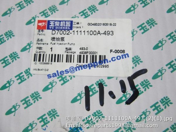 D7002-1111100A-493 fuel injection pump YC4D80-T20 - Image 2